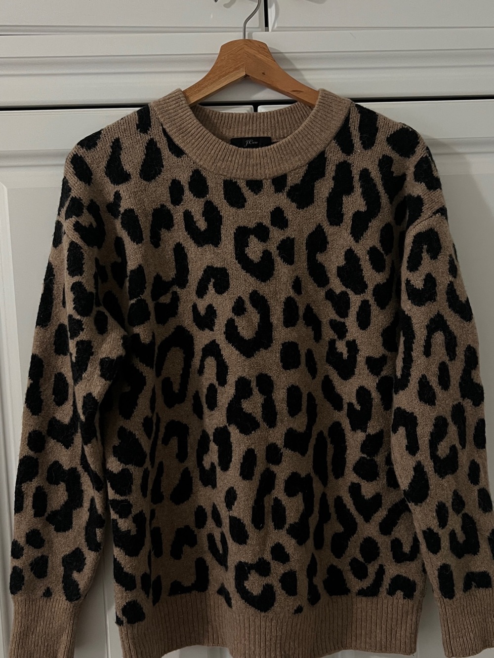 J. Crew Leopard Print Crewneck Sweater - Brown & Black